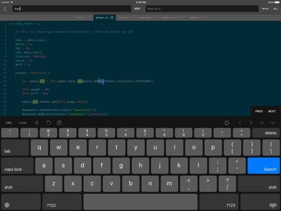 GoCoEdit - Code & Text Editor iPad app afbeelding 3