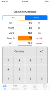 CreatinineClearanceCalculator screenshot