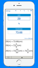 Inches to / from cm converter screenshot