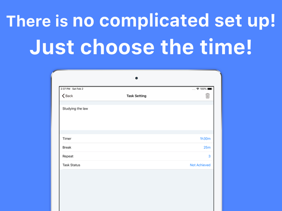 FocusTimer - Pomodoro & ToDo iPad screenshot 5 - Productivity app