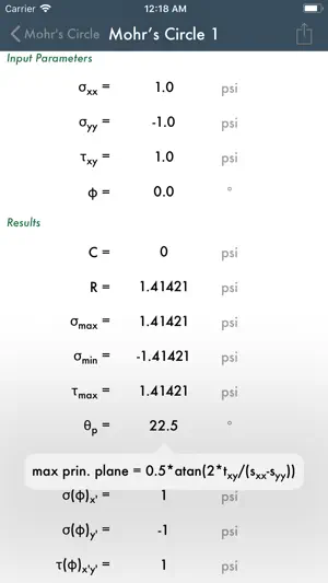 Mohr's Circle screenshot 4