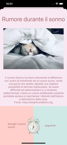 Scegli un suono di sottofondo per la notte.