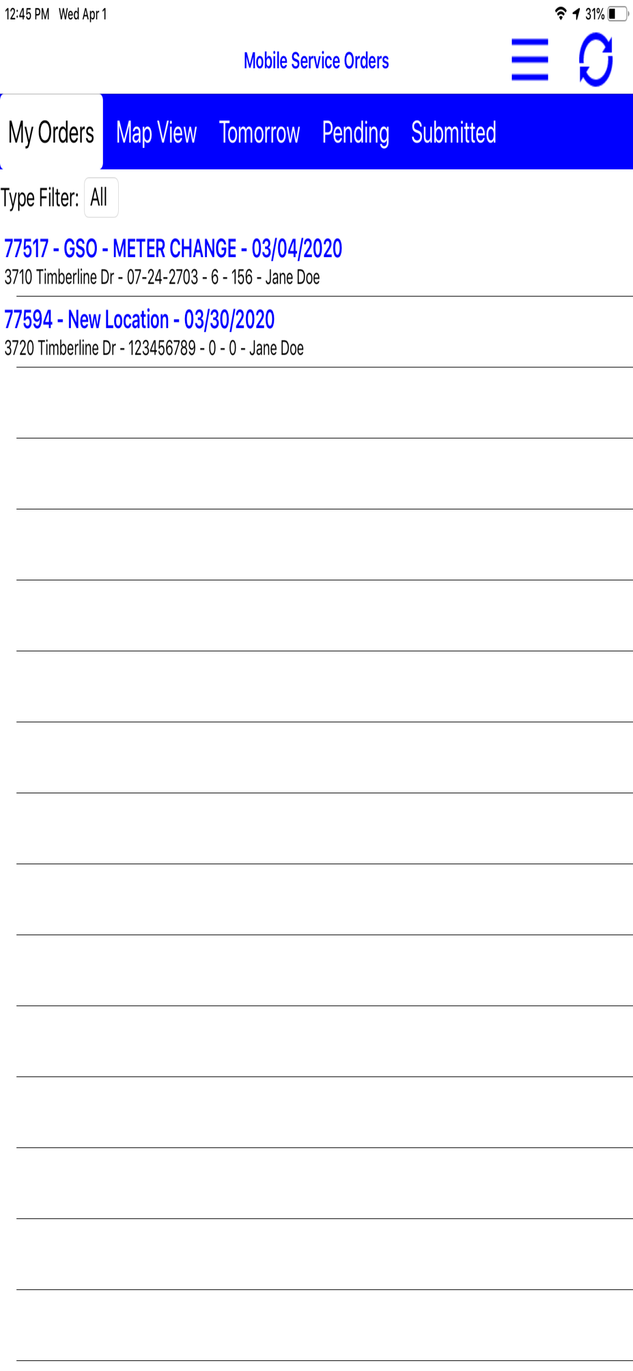 Utility Mobile Service Orders