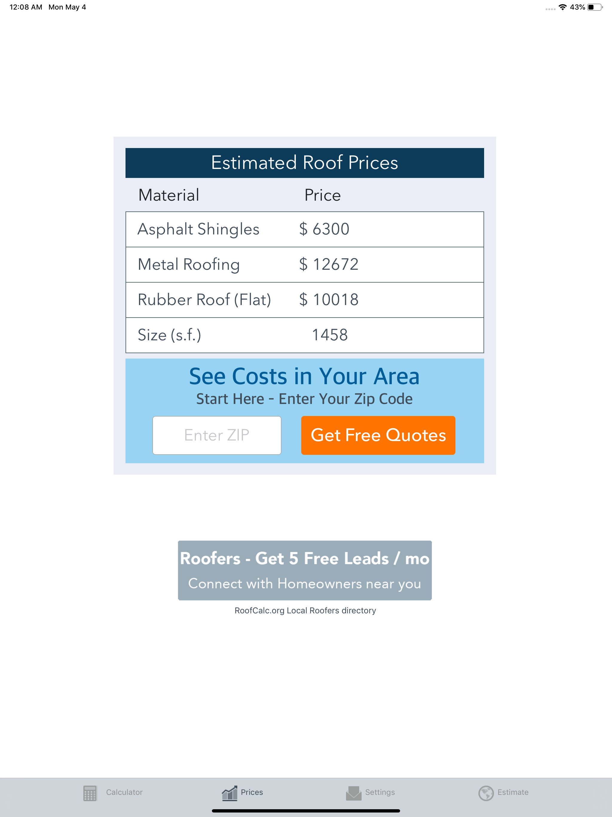 Roof Calculator