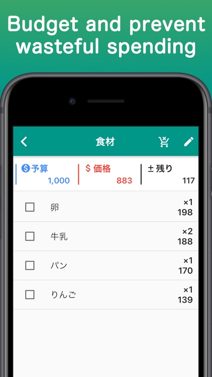 Budget Type Shopping List