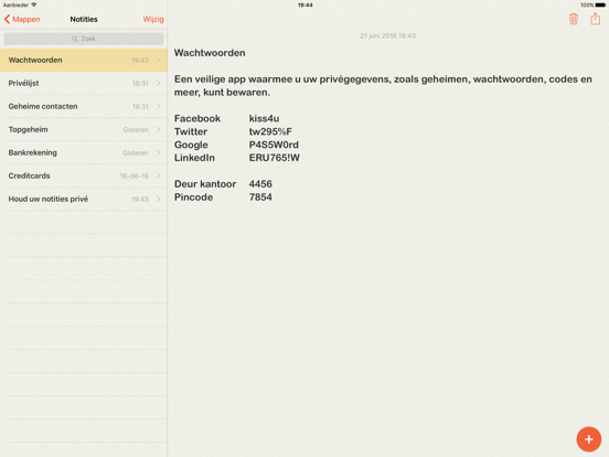 Notitiekluis Pro iPad app afbeelding 4