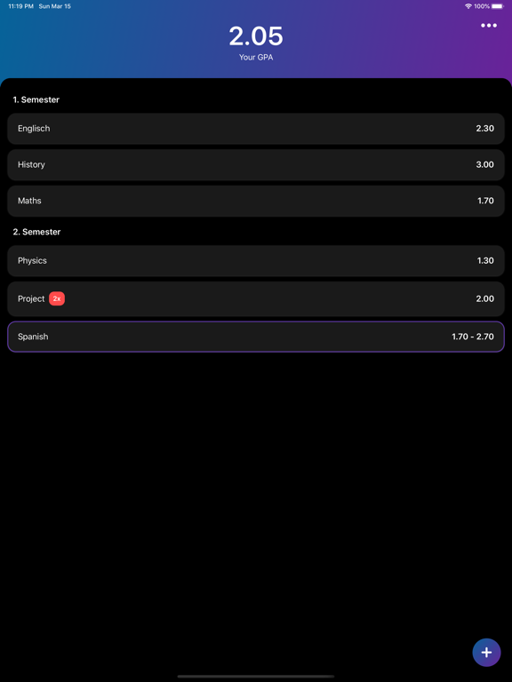 GradeCalc - GPA Calculator iPad screenshot 3 - Education app