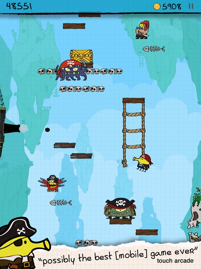 Classic iOS game Doodle Jump updated with a new pirates theme