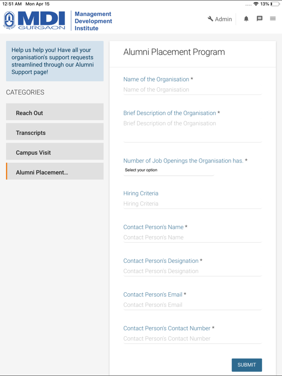 MDI Alumni iPad screenshot