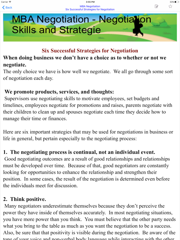 MBA Negotiation - iPad screenshot