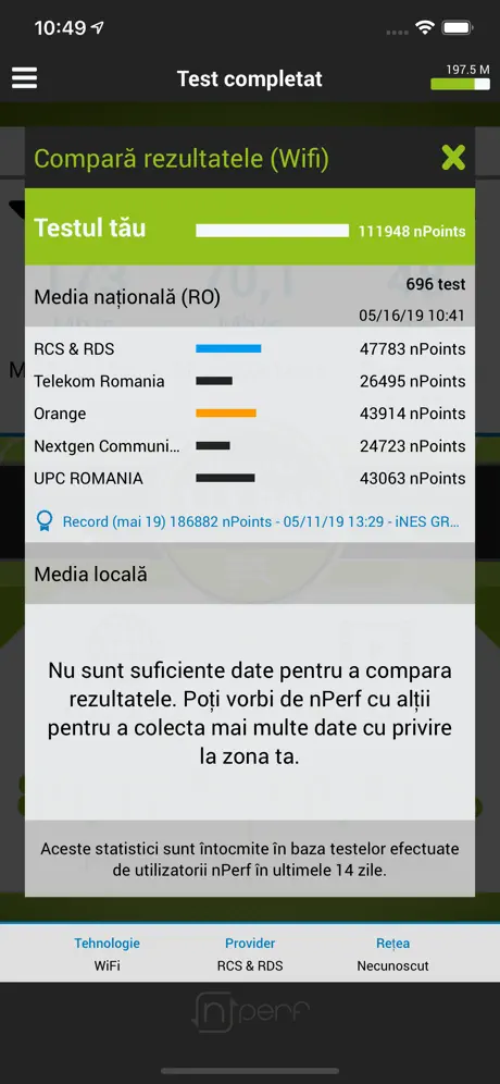 nPerf internet speed test