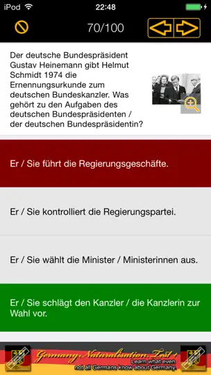 Screenshot von Einbürgerungstest 100 auf dem iPhone 2