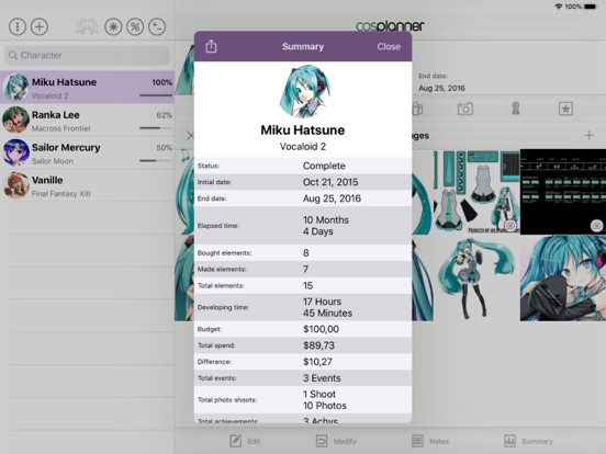 Cosplanner iPad screenshot 5 - Productivity app