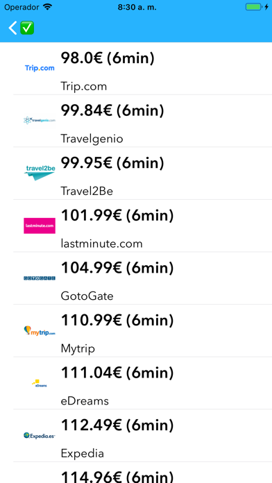 Screenshot #2 pour Fly! Trouver des offres de vol