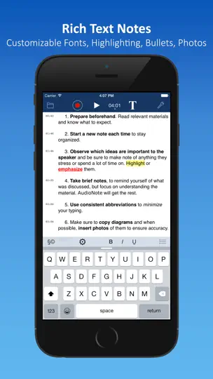 Скриншот AudioNote™ на iPhone 2