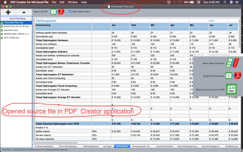 Screenshot #1 pour PDF Creator for MS Excel File
