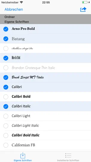 Screenshot von AnyFont auf dem iPhone 2