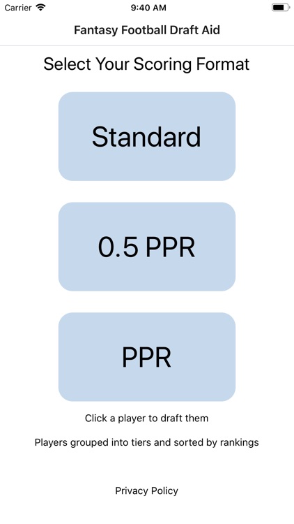 Fantasy Football Draft Aid