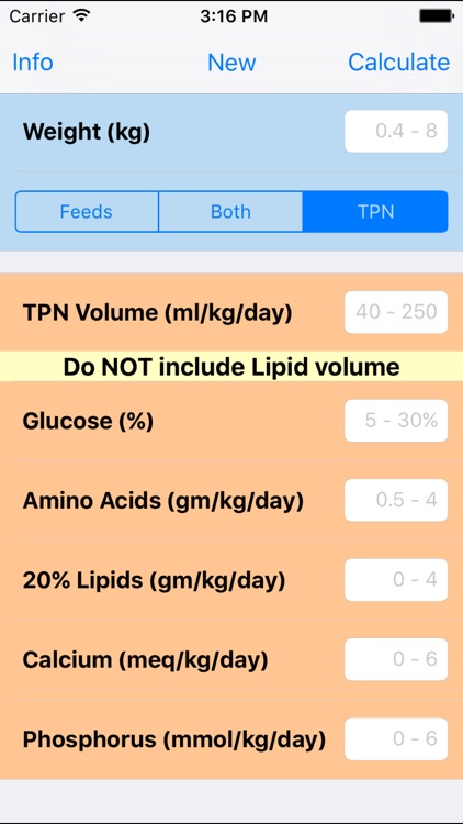 NICU Nutrition Calculator