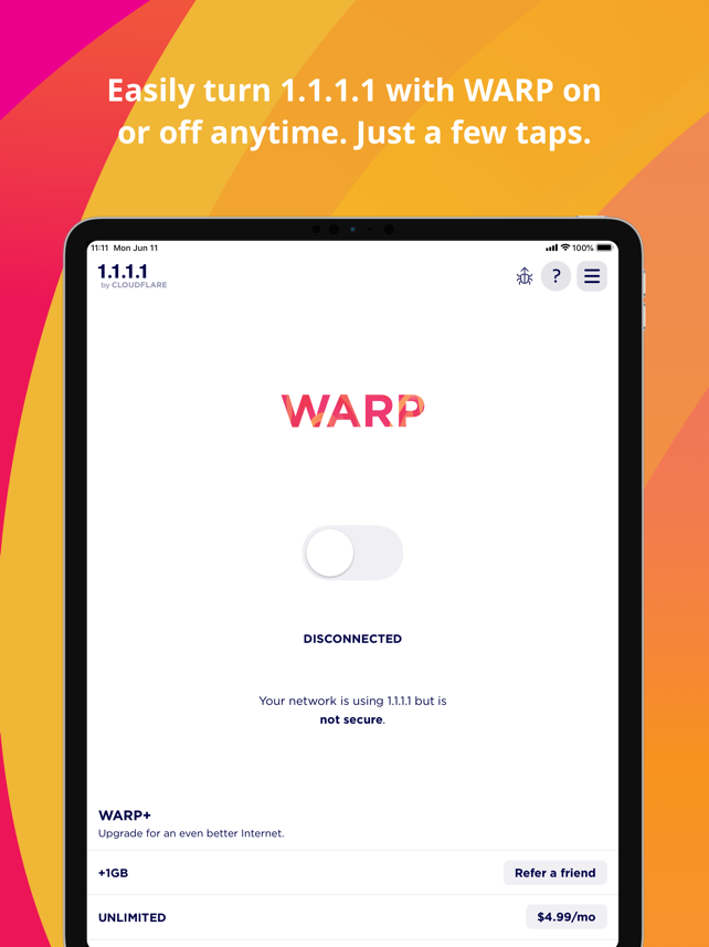 1.1.1.1: Faster Internet Screenshot