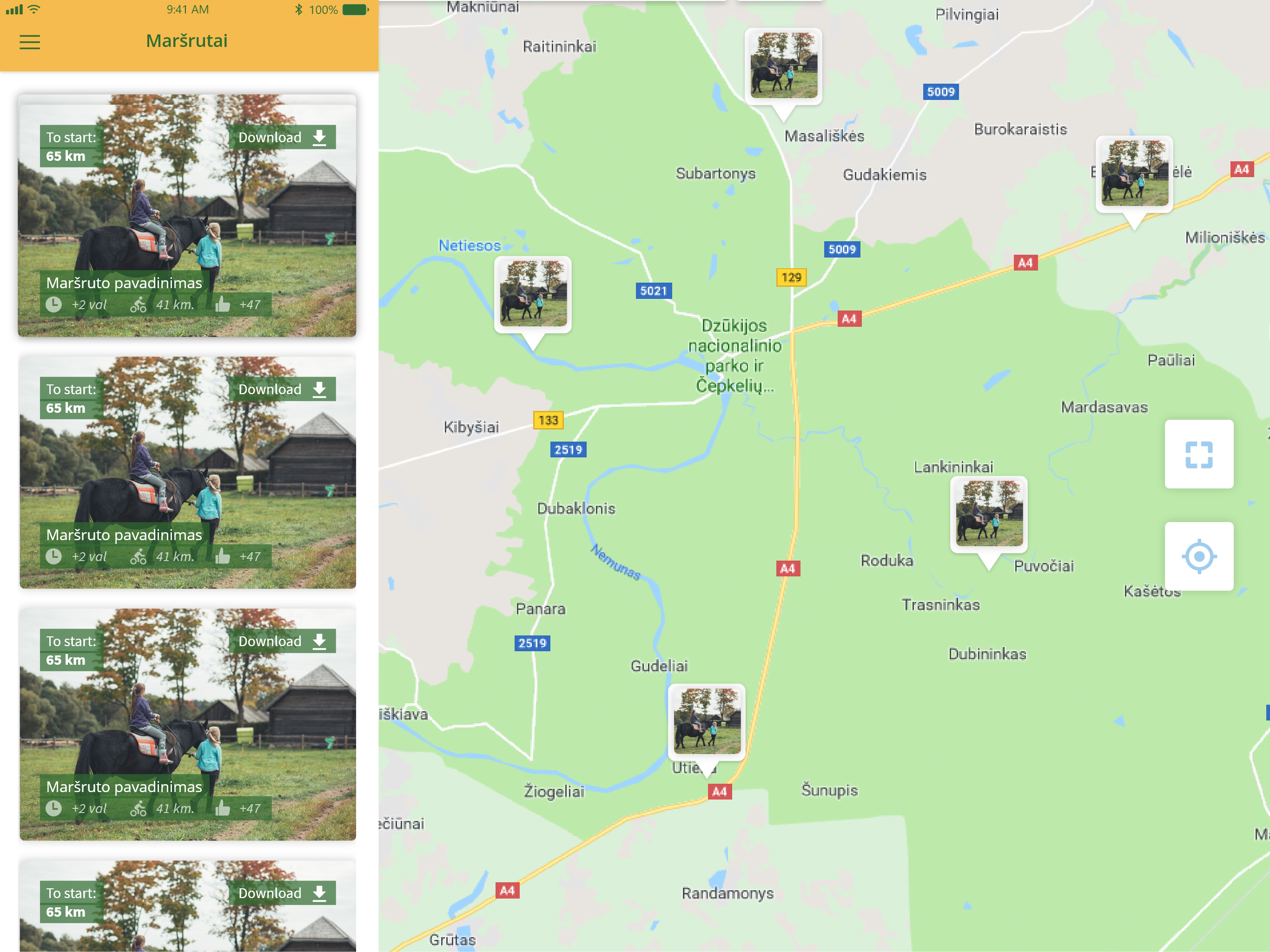 Camping routes