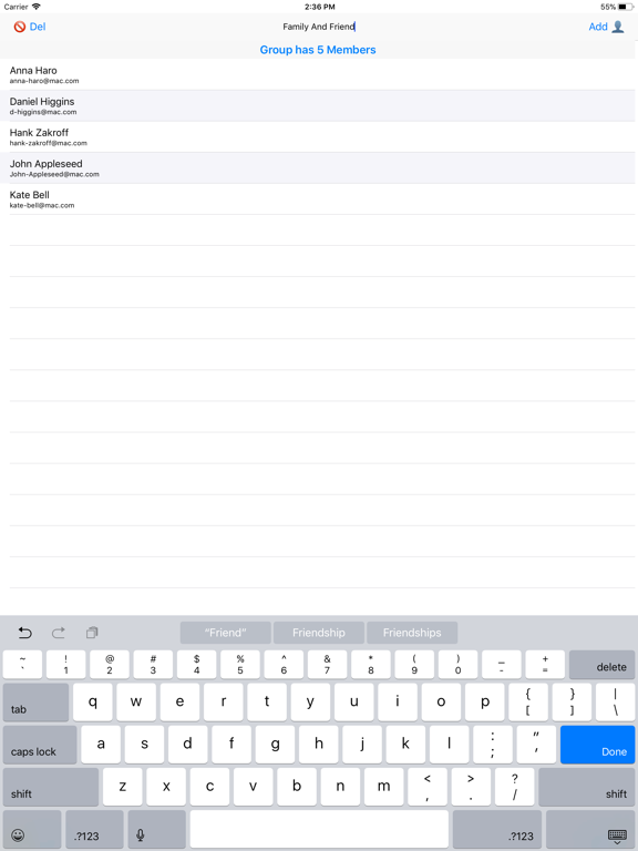 Groups - EmailGroups iPad screenshot 4 - Utilities app