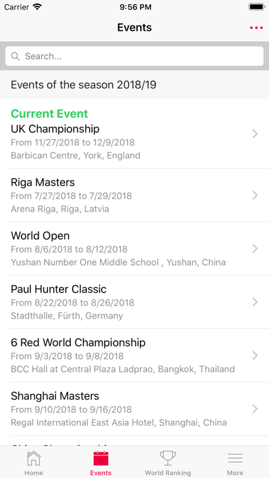 Snooker Stats Screenshot