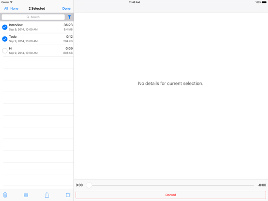 Audio Memos Pro iPad app afbeelding 5