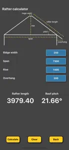 Rafter & roof pitch calculator screenshot #1 for iPhone