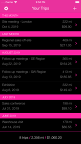Mileage: Business Trip Tracker screenshot
