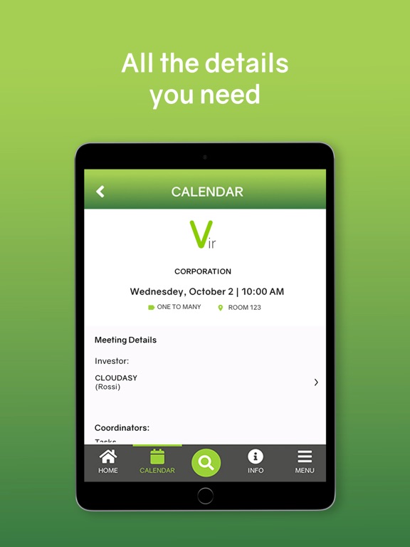 Virgilio Investor Relations iPad screenshot