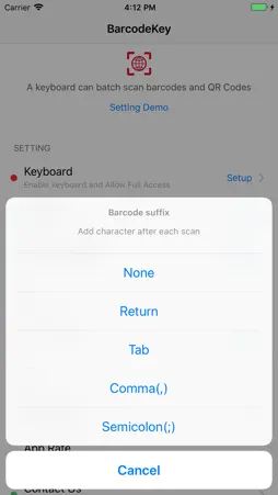 Barcode Keyboard - BarcodeKey screenshot 4