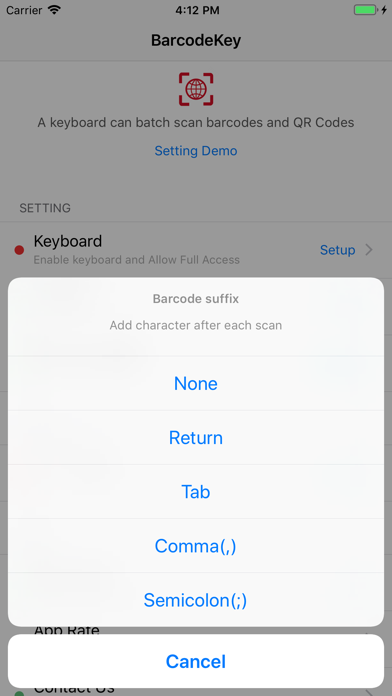 Barcode Keyboard - BarcodeKey Screenshot
