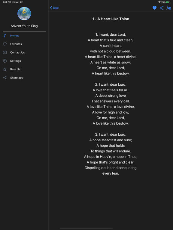 Advent Youth Sing Hymns iPad screenshot 7 - Book app