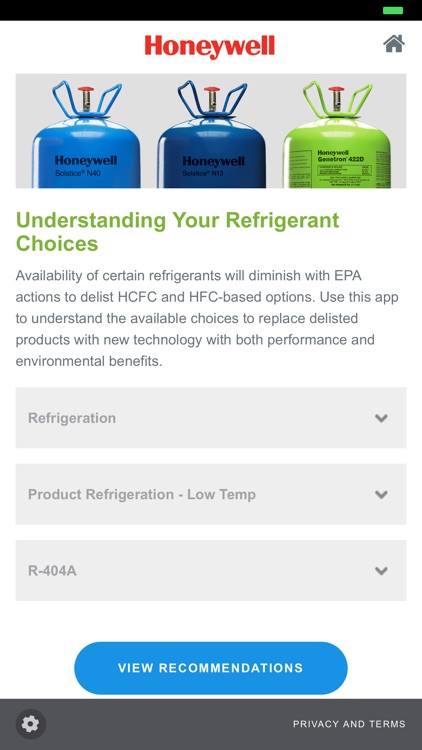 Refrigerant Selection Tool