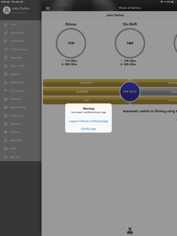 Terminus GPS HOS iPad screenshot 4 - Productivity app