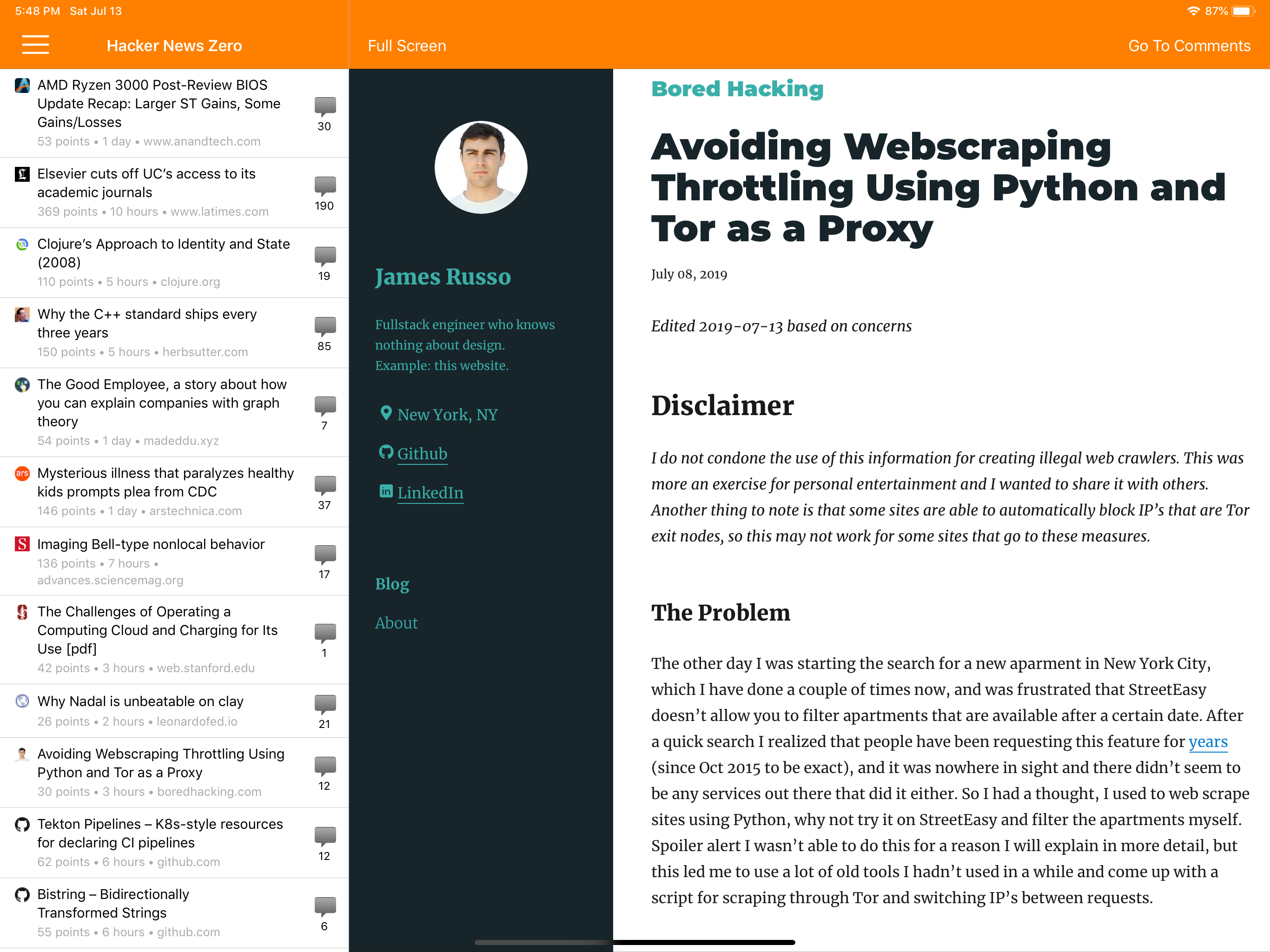 Hacker News Zero
