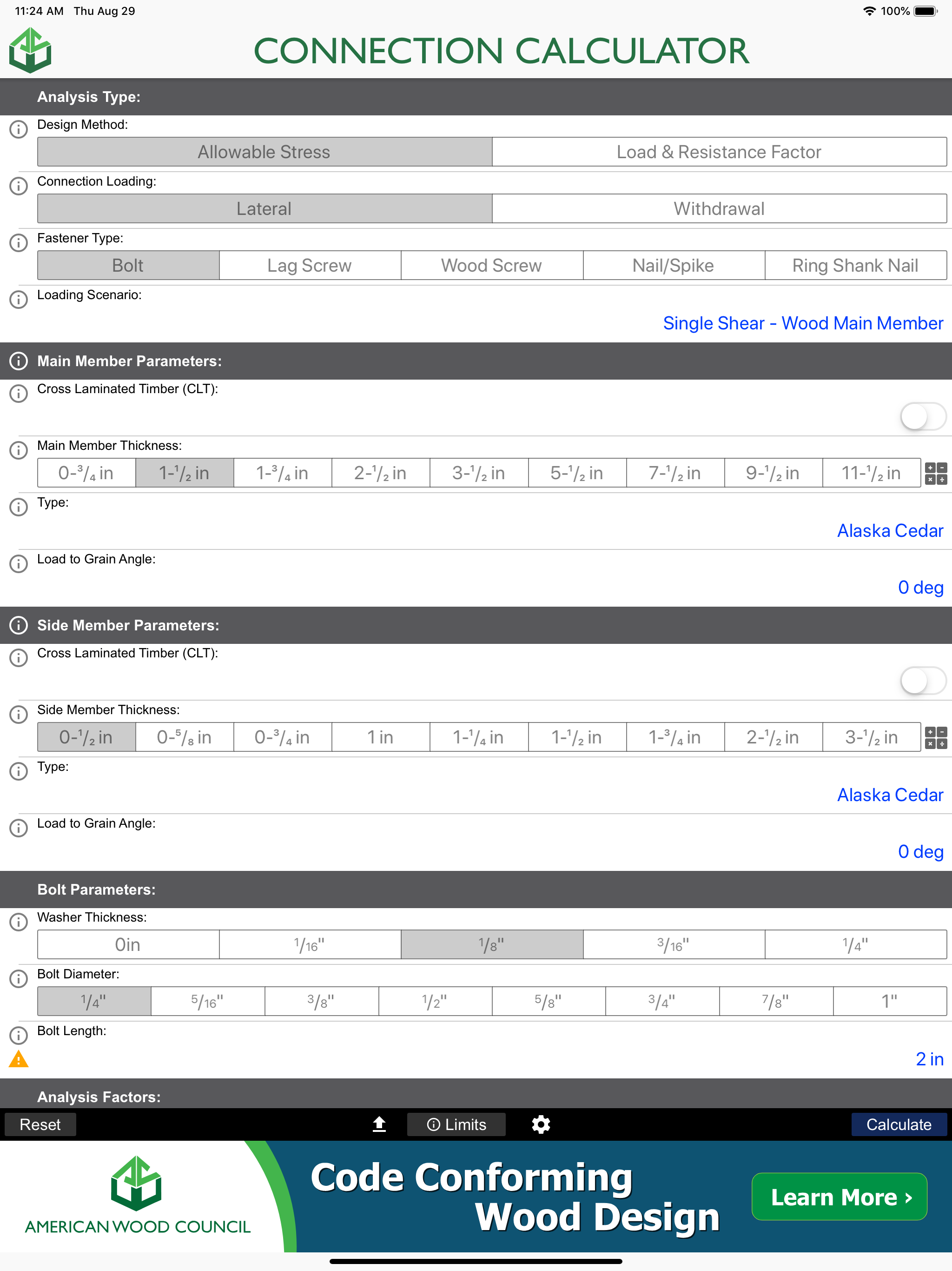 AWC Connection Calc