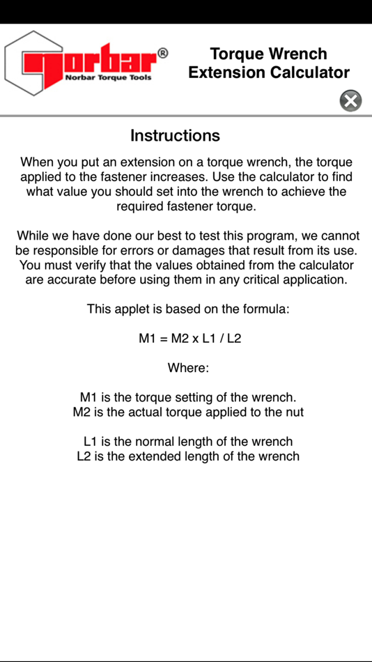 #3. Torque Wrench Extension Calc. (iOS) 게시자: Norbar