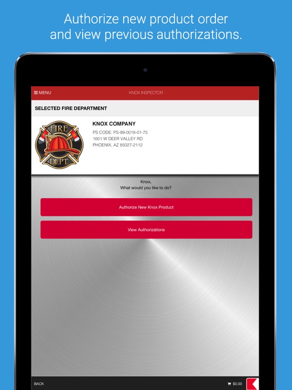 Knox Inspector iPad screenshot 1 - Productivity app
