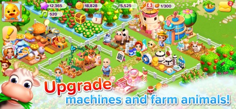 Family Farm Seaside - Witness the progression of your farm, showcasing upgraded production machines and evolved farm animals, illustrating the game's depth in development.