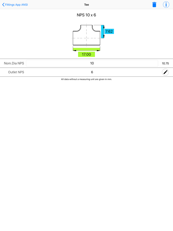Fittings App ANSI iPad screenshot 5 - Productivity app