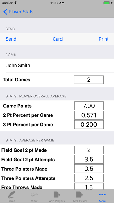 Basketball Player Stat Tracker Screenshot