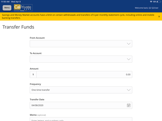 CalPrivate Bank iPad screenshot 4 - Finance app