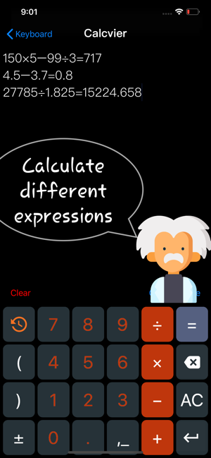 لقطة شاشة لـ Calcvier - حاسبة لوحة المفاتيح