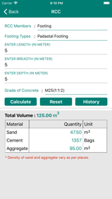 Civil Material Estimator screenshot