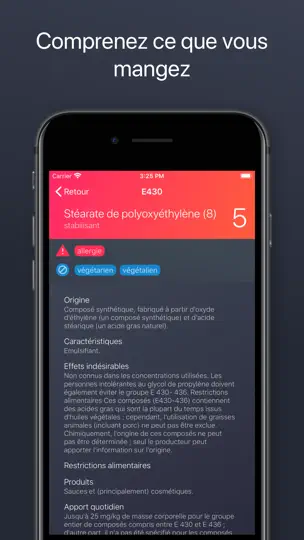 Capture d'écran de Additifs Alimentaires sur iPhone 3
