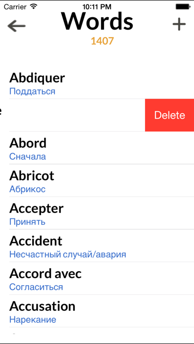 Russian/French Verbs Screenshot
