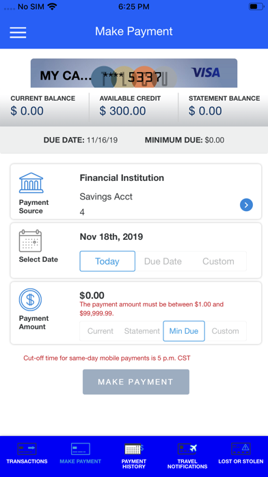 TLCU Visa Screenshot