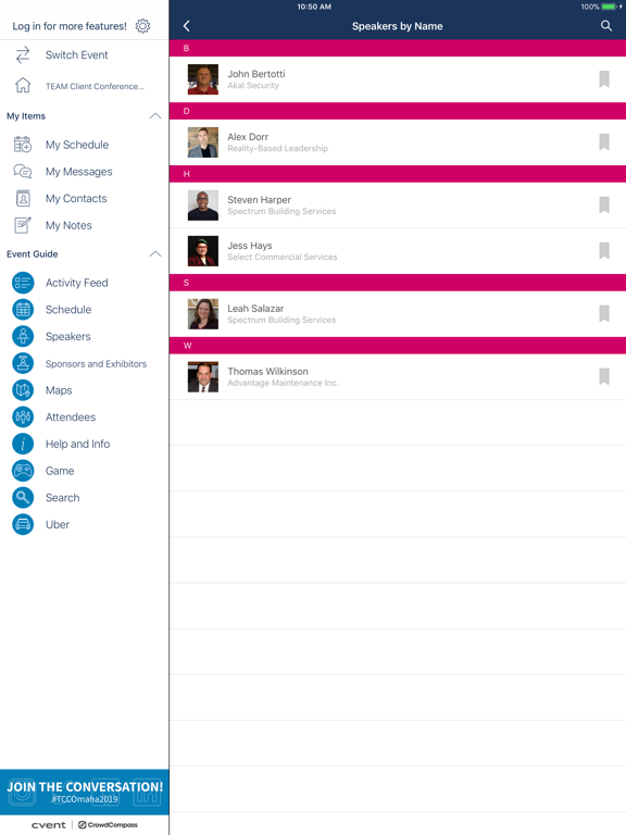 TEAM Client Conference iPad screenshot